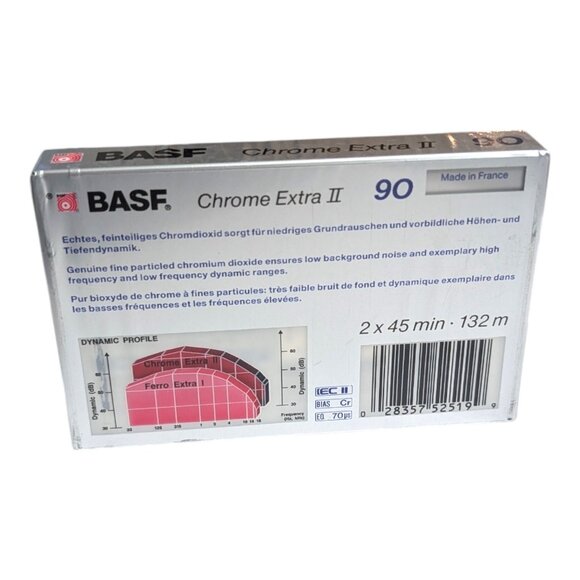 BASF CHROME EXTRA II 90 Blank Audio Cassette Tape 1988 TYPE II SEALED NOS - Picture 2 of 7